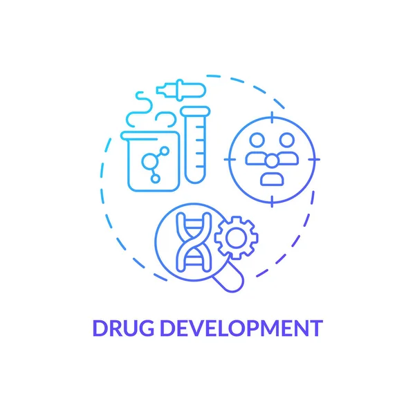 Desarrollo Fármacos Icono Concepto Gradiente Azul Identificar Biomarcadores Asociados Farmacia — Vector de stock