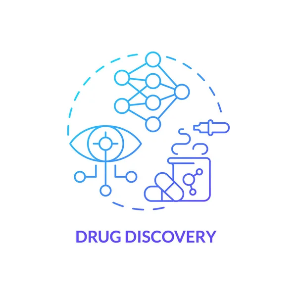 stock vector Drug discovery blue gradient concept icon. Identification of new targets for pharmacy development. AI and ML in precision medicine abstract idea thin line illustration. Isolated outline drawing