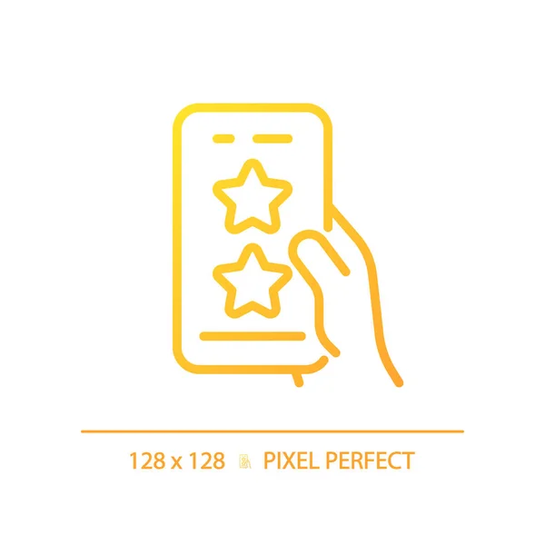 Mobiele Rating Pixel Perfecte Gradiënt Lineaire Vector Pictogram Evaluatie Van — Stockvector