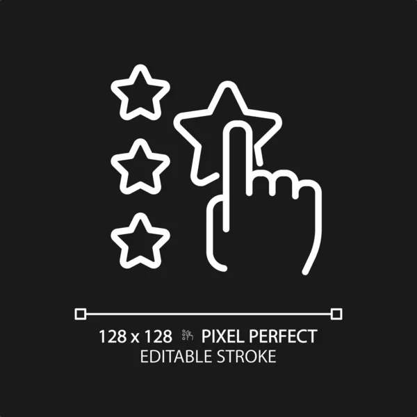 Avalie Pixel Ícone Linear Branco Perfeito Para Tema Escuro Usuário —  Vetores de Stock