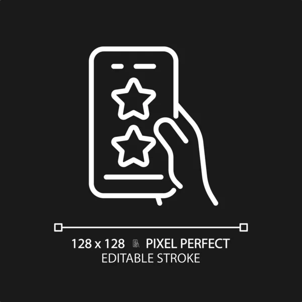 Mobiele Rating Pixel Perfecte Witte Lineaire Pictogram Voor Donkere Thema — Stockvector