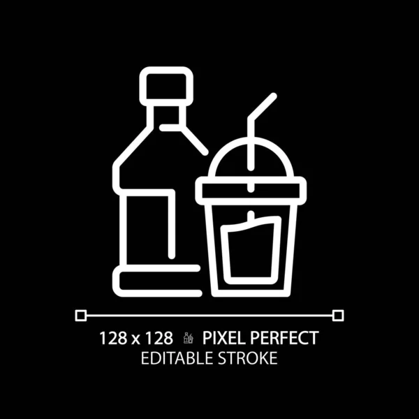 Píxel Bebida Icono Lineal Blanco Perfecto Para Tema Oscuro Refresco — Vector de stock