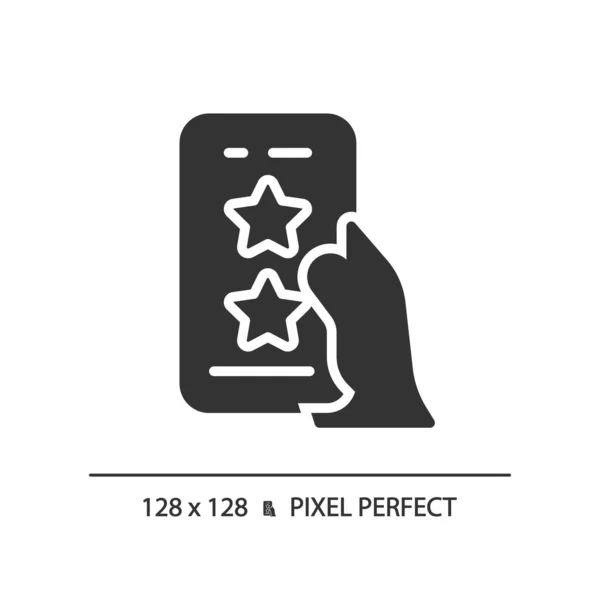 Mobiele Rating Pixel Perfecte Zwarte Glyph Pictogram Evaluatie Van Mobiele — Stockvector