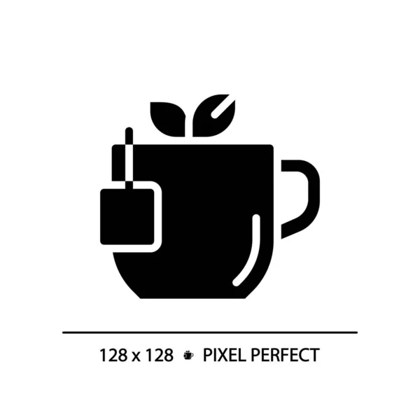 Thee Pixel Perfecte Zwarte Glyph Icoon Troostende Warme Drank Warme — Stockvector