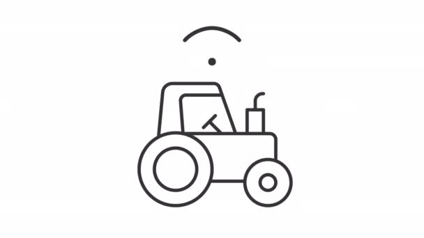 Анімований Автономний Трактор Переміщення Самокерованої Анімації Фермерського Транспорту Машина Водія — стокове відео