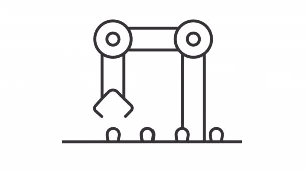 Icono Línea Automatización Granja Animada Robot Pone Semillas Animación Del — Vídeo de stock
