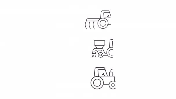 Animerade Jordbruksmaskiner Inställda Förflyttning Traktorer Animation Fordon För Bearbetning Och — Stockvideo