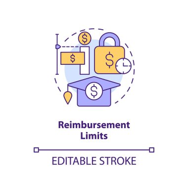 Geri ödeme limitleri konsept simgesi. Finansal yardım. Kolaj ödemesi. Finansal yardım. Krediyi geri ödeme fikri soyut ince çizgi çizimi. İzole bir taslak çizim. Düzenlenebilir vuruş