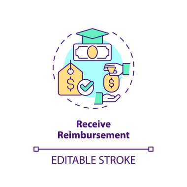 Geri ödeme konsepti simgesi al. Personel yardımı. Üniversite harcı. Eğitimimi ödüyorum. Okul ücreti. Finansal yardım fikri ince çizgi çizimi. İzole bir taslak çizim. Düzenlenebilir vuruş