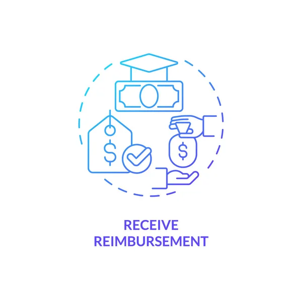 stock vector Receive reimbursement blue gradient concept icon. Employee benefit. College tuition. Paying education. Tuition fee. Financial aid abstract idea thin line illustration. Isolated outline drawing