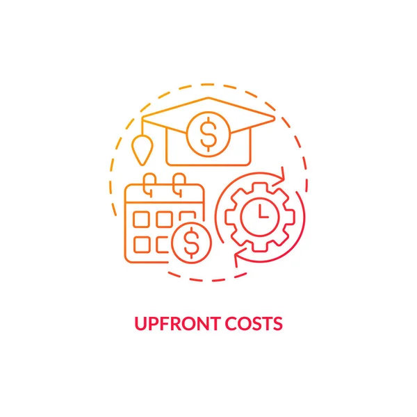 stock vector Upfront costs red gradient concept icon. University higher education. College fee. Education assistance. Student debt. Bank loan abstract idea thin line illustration. Isolated outline drawing