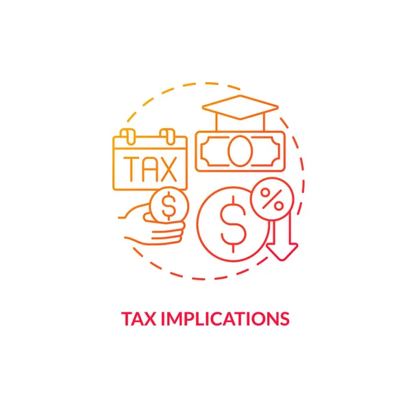 Ikona Konceptu Červeného Přechodu Pro Daňové Implikace Absolvent Vysoké Školy — Stockový vektor
