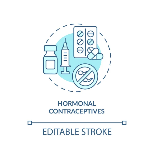 Anticonceptivos Hormonales Icono Concepto Turquesa Pastilla Anticonceptiva Protección Anticonceptiva Idea — Vector de stock