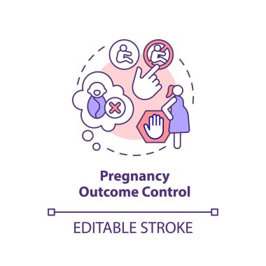 Hamilelik Sonuç Kontrol Konsepti simgesi. Aile içi şiddet. Karar verme. Kürtaj kliniği. Vücudumu. Üreme sağlığı soyut fikri ince çizgi çizimi. İzole bir taslak çizim. Düzenlenebilir vuruş