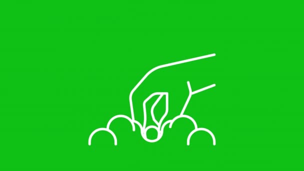 Animated Sowing White Line Icon Putting Seed Ground Animation Agriculture — Stock Video