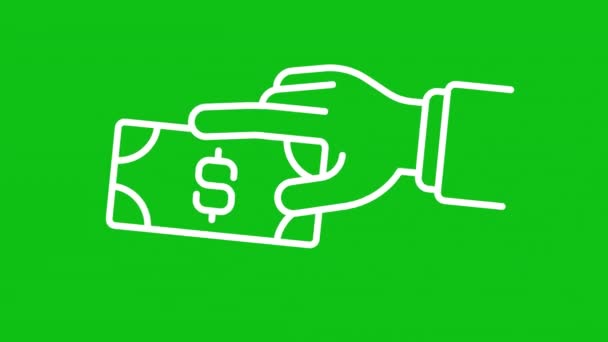 Cash Payment White Icon Animation Animated Line Money Hand Dollar — Stock Video