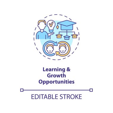 Öğrenme ve büyüme fırsatları konsepti ikonu. Profesyonel gelişme. Bilgi paylaşımı. İşbirliği toplumu soyut fikir ince çizgi çizimi. İzole bir taslak çizim. Düzenlenebilir vuruş