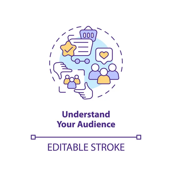 stock vector Understand your audience concept icon. Engaging content. Customer need. Connecting people. Build community abstract idea thin line illustration. Isolated outline drawing. Editable stroke