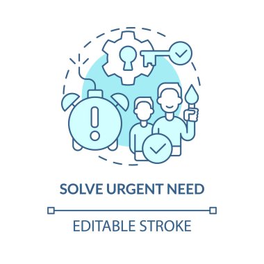 Acil turkuaz konsept ikonunu çöz. Yeni ürün. Başarılı bir girişimciydi. Müşteri tecrübesi. İş stratejisi soyut fikir ince çizgi çizimi. İzole bir taslak çizim. Düzenlenebilir vuruş