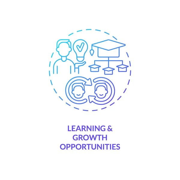 学习和成长机会蓝色梯度概念图标 职业发展 知识共享 协作社区抽象概念细线说明 孤立的轮廓图 — 图库矢量图片