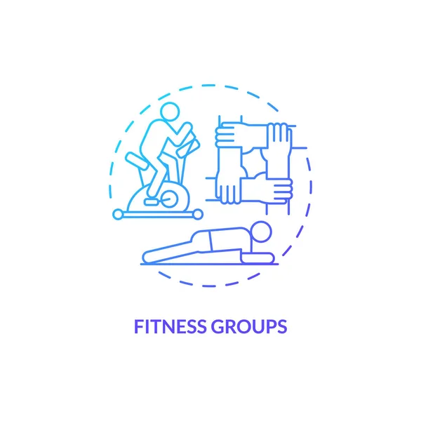 Grupo Fitness Ícone Conceito Gradiente Azul Actividade Desportiva Exercício Físico — Vetor de Stock
