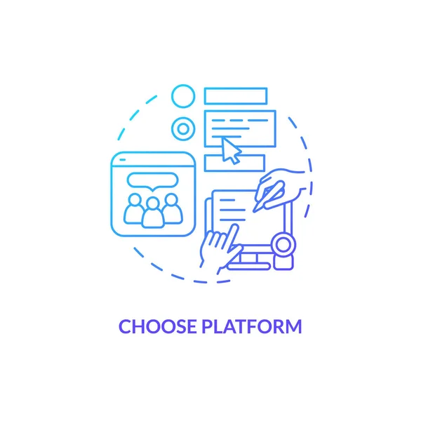 Choose Platform Blue Gradient Concept Icon Potential Customer Social Media — Stock Vector