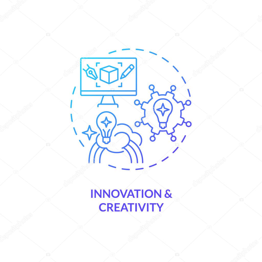 Innovation and creativity blue gradient concept icon. Business idea. Problem solving. Creative thinking. Community spirit abstract idea thin line illustration. Isolated outline drawing
