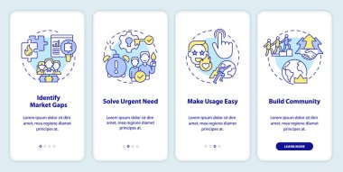 Moda belirleyicisi mobil uygulama ekranında oluyor. Önde gelen şirketler, doğrusal kavramlarla birlikte 4 basamaklı düzenlenebilir grafik talimatları inceliyorlar. UI, UX, GUI şablonu. Kullanılan sayısız Pro-Kalın, Düzenli yazı tipleri