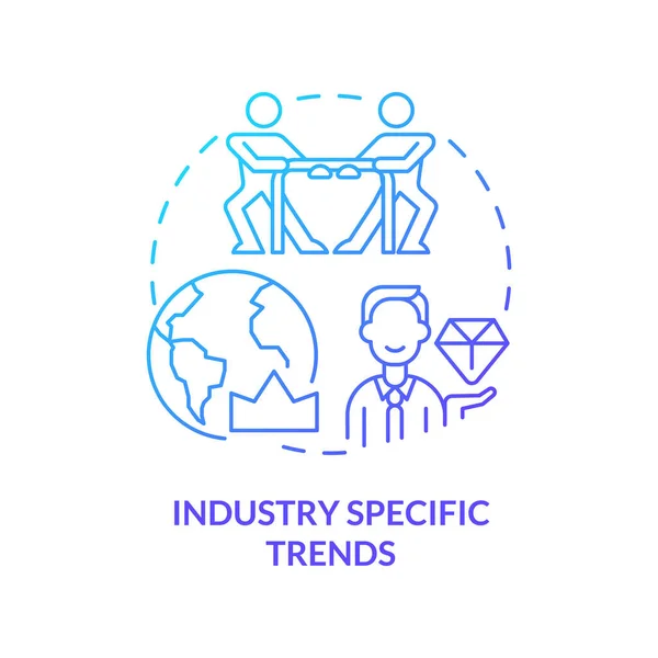Tendencias Específicas Industria Icono Concepto Gradiente Azul Redes Sociales Análisis — Vector de stock