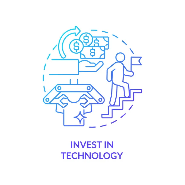 Zainwestuj Technologię Ikonę Niebieskiego Gradientu Branża Detaliczna Zautomatyzowany Proces Płatność — Wektor stockowy