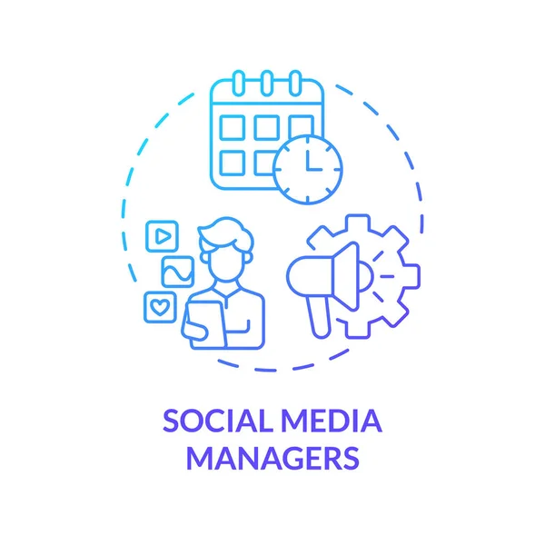 Közösségi Média Menedzserek Kék Gradiens Koncepció Ikon Digitális Marketing Tartalom — Stock Vector