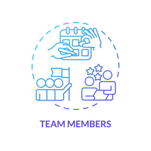 Membros Equipe Ícone Conceito Gradiente Azul Trabalhar Juntos Cooperação Trabalho — Vetor de Stock
