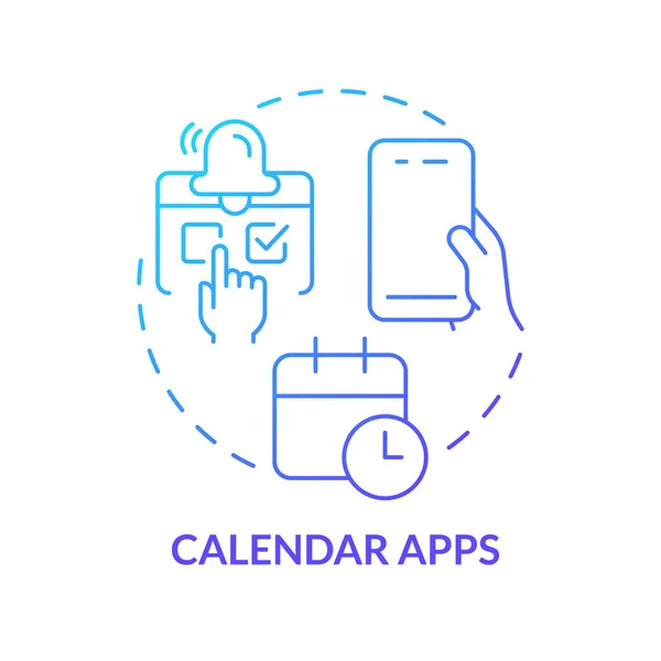 Kalendář Aplikace Modrý Přechod Koncept Ikony Řízení Času Týmová Práce — Stockový vektor