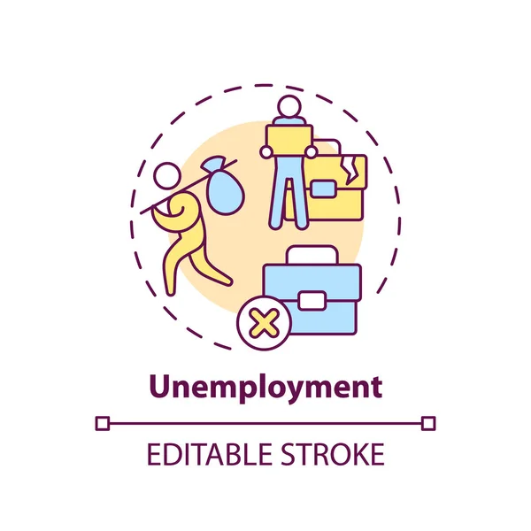 stock vector Unemployment concept icon. No work. Global recession. Laid off. Economic crisis. Financial stress. Job loss abstract idea thin line illustration. Isolated outline drawing. Editable stroke