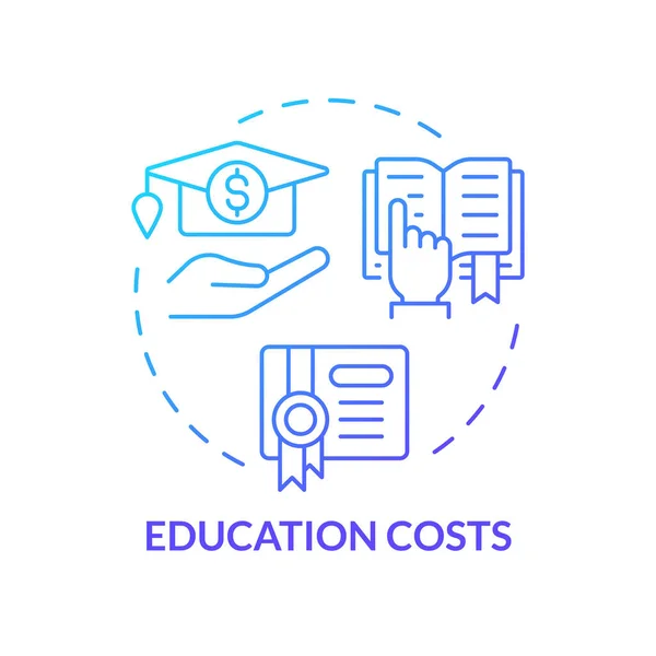 Edukacja Kosztuje Ikonę Niebieskiego Gradientu Pożyczka Studencka Pomoc Finansowa Finanse — Wektor stockowy