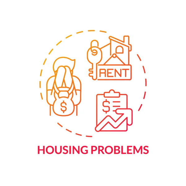Problèmes Logement Gradient Rouge Icône Concept Paiement Loyer Prêt Hypothécaire — Image vectorielle