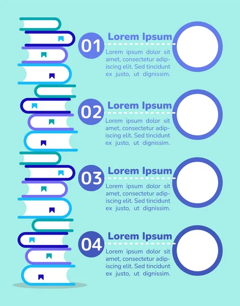Higher Education Blue Infographic Chart Design Template Stack Books Abstract — Stock Vector