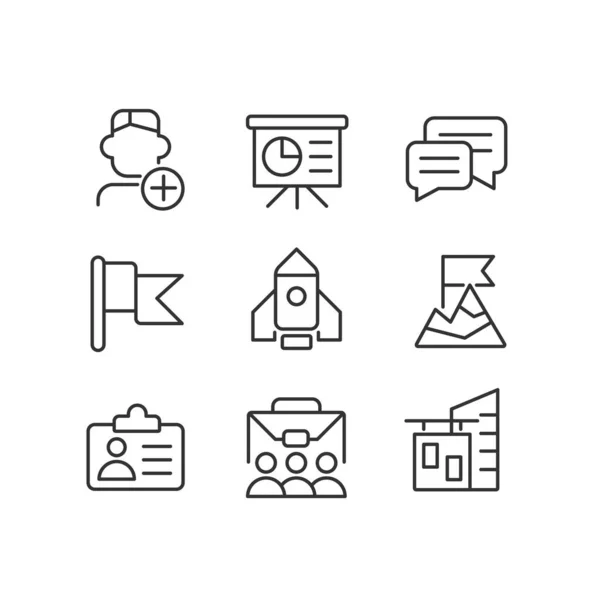 Career Goals Pixel Perfect Linear Icons Set Employee Training Personnel — стоковый вектор