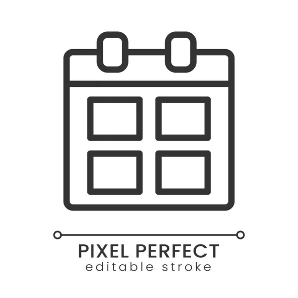 Calendar Pixel Perfect Linear Icon Personal Timetable Appointments Schedule Business — Vettoriale Stock