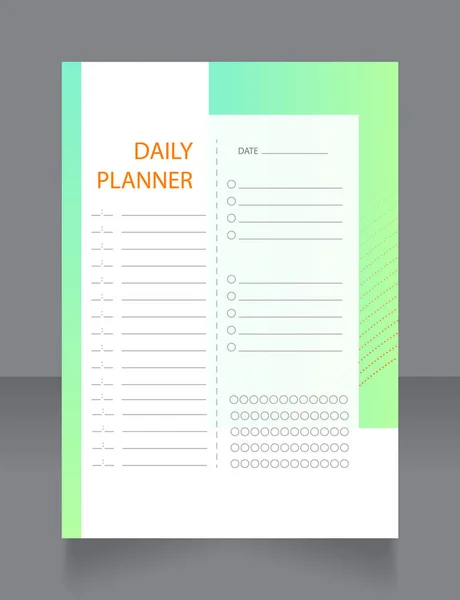 Entrepreneur Daily Planner Worksheet Design Template Printable Goal Setting Sheet — Wektor stockowy