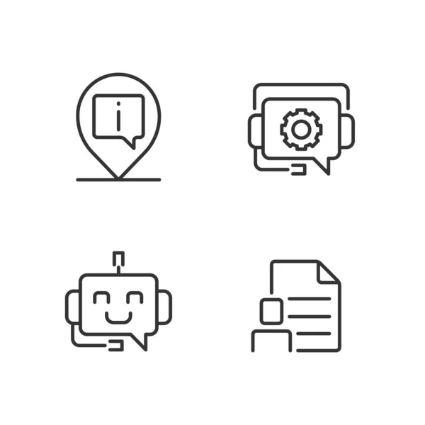 Chatbot Info Help Pixel Perfect Linear Icons Set Trouver Emplacement — Image vectorielle