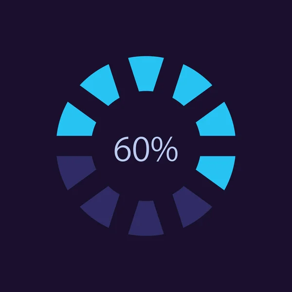 stock vector Loader bar infographic chart design template for dark theme. Circular progress wheel. Editable ring infochart with performance level. Visual data presentation. Myriad Pro-Bold, Regular fonts used