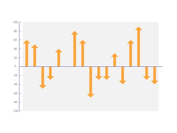 Plantilla Diseño Gráfico Infográfico Flechas Dos Direcciones Indicadores Positivos Negativos — Vector de stock