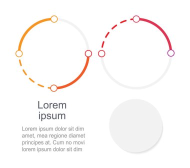 Kırmızı gradyan kenarlı boş daireler bilgi grafiği tasarım elemanı ayarlandı. Boş kopya boşluklu bilgi tablosu için soyut vektör sembolleri. Eğitici grafik kiti. Kullanılan Arial Düzenli yazı tipi