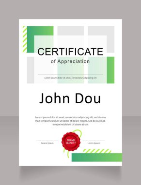 Eco forum organizator appreciation certificate design template. Vector diploma with customized copyspace. Printable document for awards and recognition. Arial, Myriad Pro, Calibri Regular fonts used