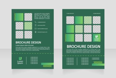 Forest protection company contact info blank brochure design. Template set with copy space for text. Premade corporate reports collection. Editable 2 paper pages. Montserrat font used