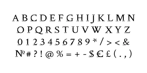 Sério Alfabeto Romano Definido Tipografia Decorativa Vetorial Estilo Typeset Decorativo — Vetor de Stock