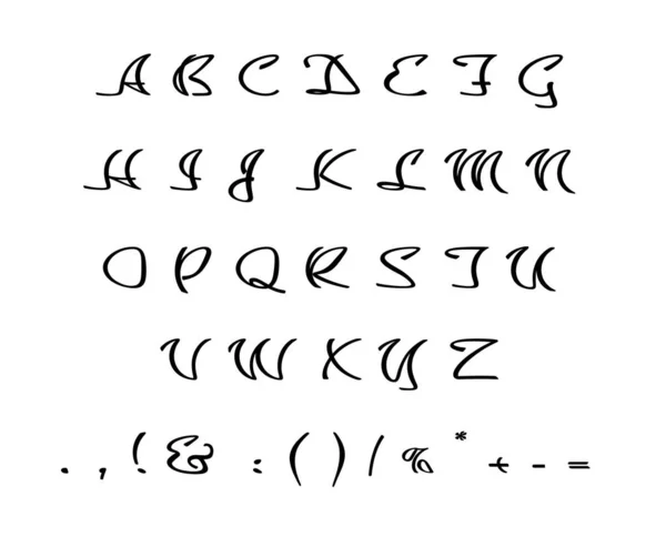 Svart Kreativt Alfabet Vektordekorativ Typografi Dekorativ Skrivestil Latin Skrift Overskriftene – stockvektor
