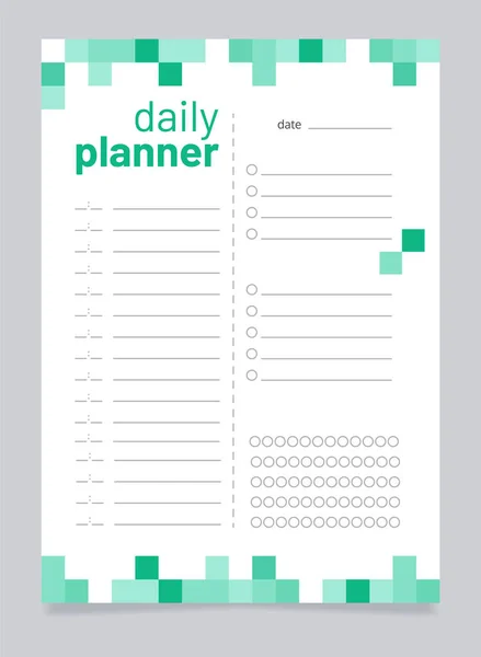 Planner Για Πρότυπο Σχεδιασμού Φύλλου Εργασίας Ημέρας Κενό Εκτυπώσιμο Φύλλο — Διανυσματικό Αρχείο
