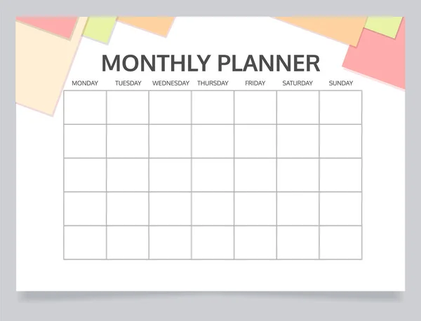 Modelo Projeto Planilha Planejador Cronograma Mensal Folha Configuração Meta Imprimível — Vetor de Stock